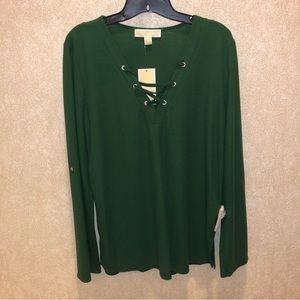 Michael Kors Green Long Sleeve Blouse Size Large (New With Tags)